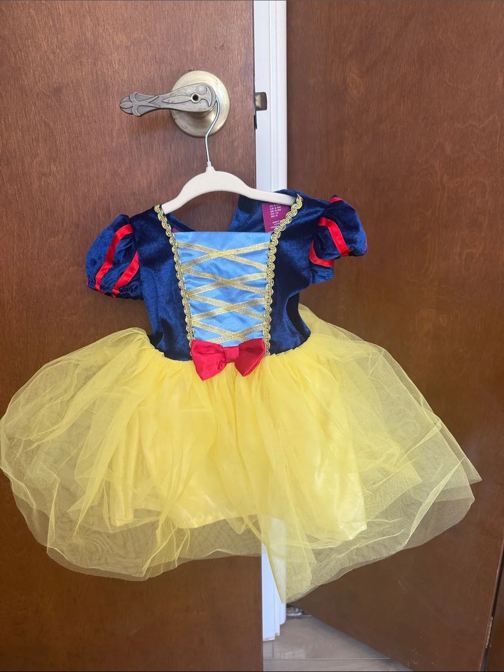 Girls Blue, Yellow & Red Fairy Tale Tulle Princess Costume Snow White.
